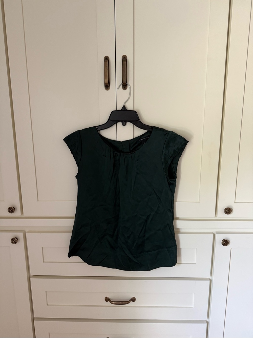 Banana Republic Dark Green Cap Sleeve Blouse